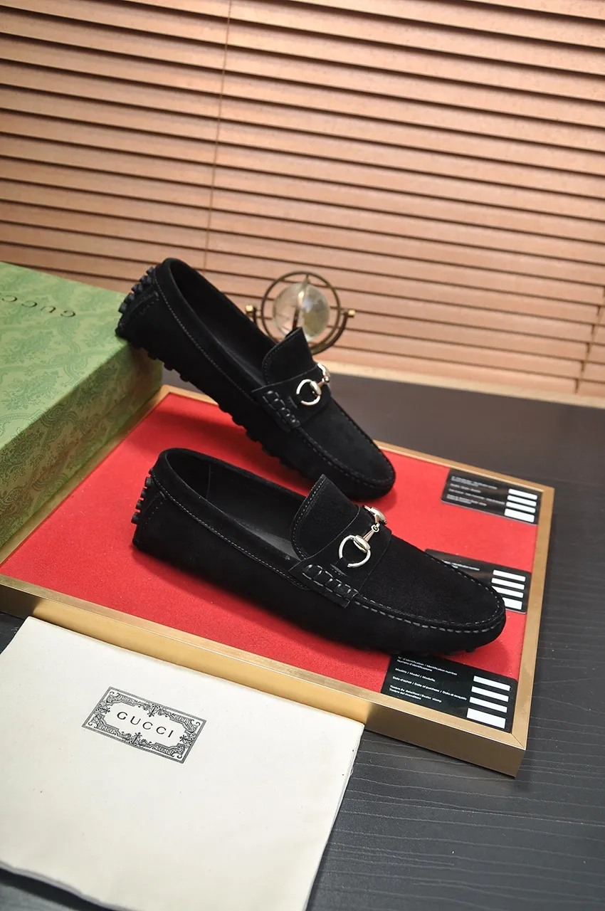 Men's Men's Shoes💰420💶【GUCCI】 (High-end Niuli) New 🍀Gucci*——Gucci Doudou Shoes! Made of imported original cowhide, the inner top layer is comfortable cowhide lining! Original wear-resistant rubber outsole! High quality products! Code number 38-44!